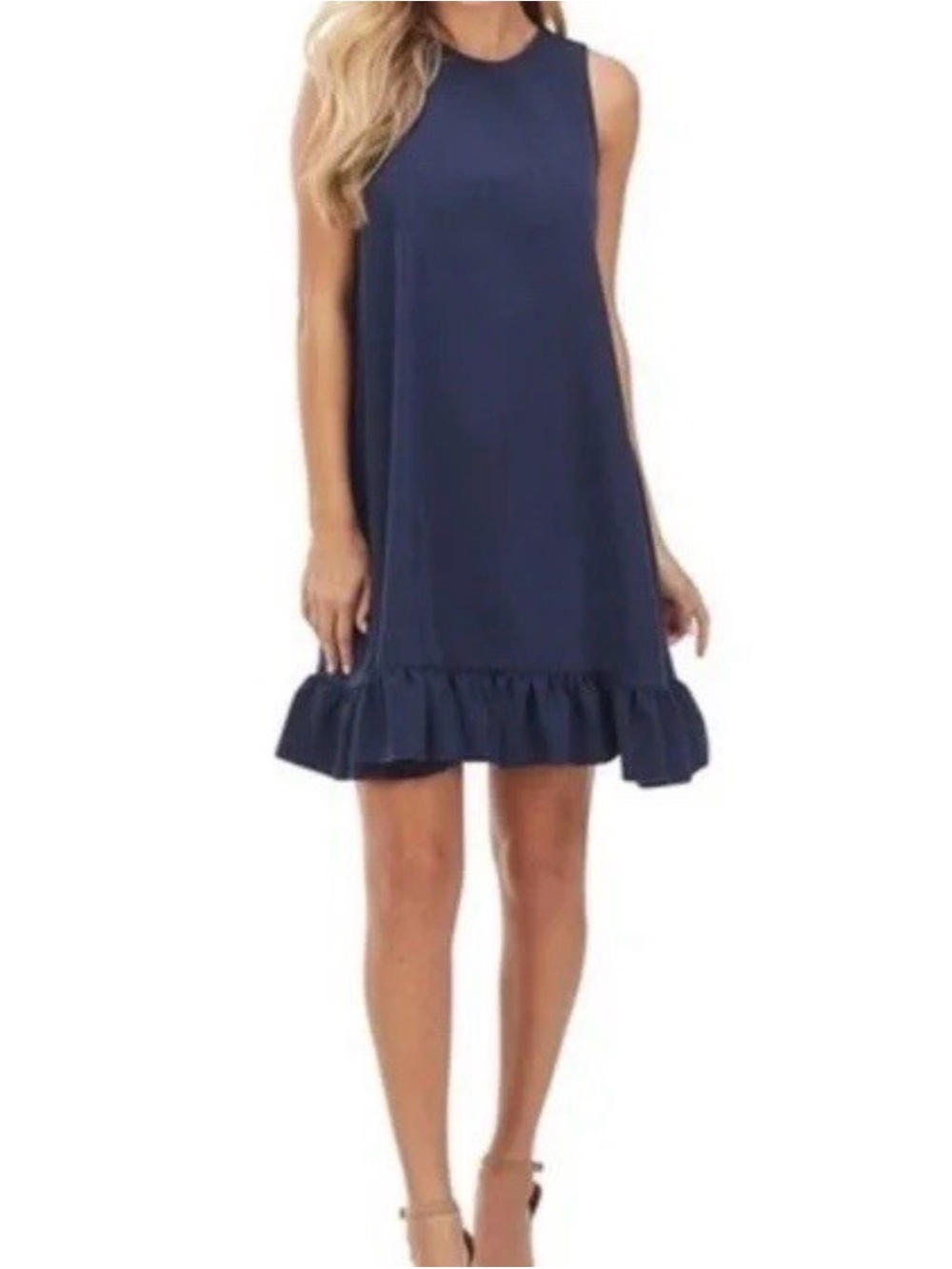 Mud Pie Navy Ruffle-Hem Sleeveless Mini Dress